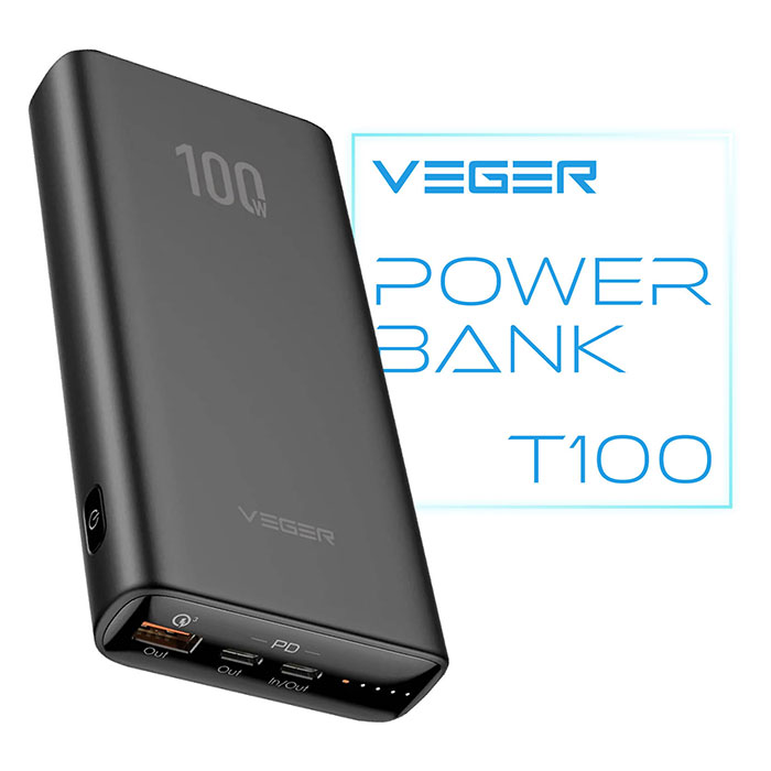 Quick Charge3.0とPD3.0対応の20000mAh超大容量バッテリー「VEGER Power Bank T100」