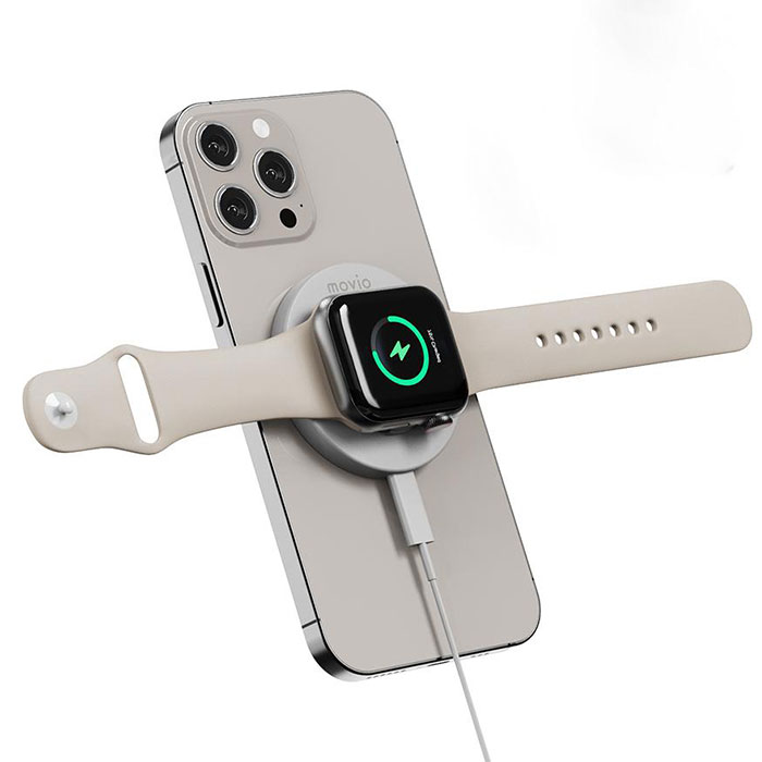 Apple WatchとiPhone/スマホの2デバイス同時充電が可能な携帯型ワイヤレス充電器「M313WC」