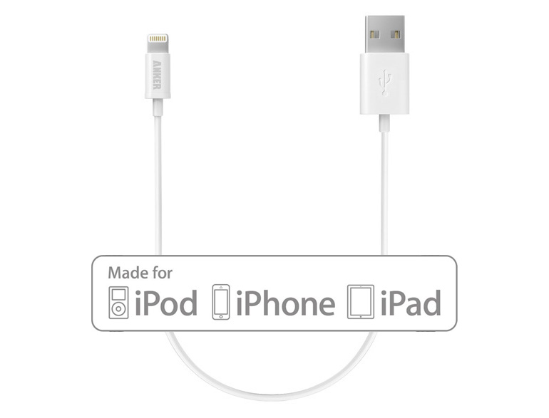 Apple認証 Made For Iphone取得 Anker プレミアムライトニングusbケーブル 0 3m ホワイト ホワイト アスキーストア