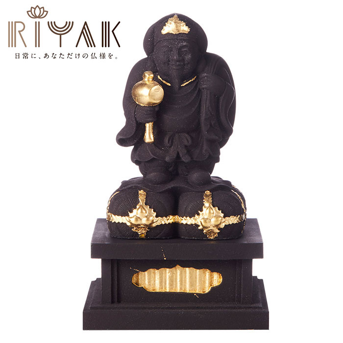 仏様と日常を共にするための木製仏像ブランド Riyak Basic 黒色切金 大黒天 アスキーストア