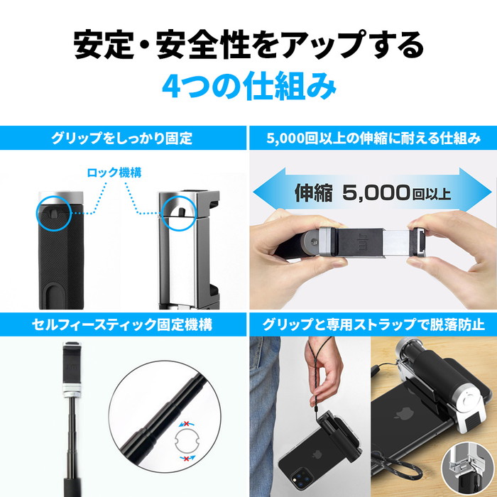 スティック内蔵 伸ばせば自撮り棒に早変わり 3wayシャッターリモコンで簡単撮影 Justmobile スマホ用多機能カメラグリップ Shuttergrip 2 アスキーストア