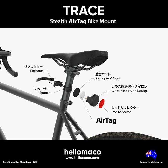 安全性と盗難対策と同時に実現! Trace ステルス AirTag バイクマウント｜アスキーストア