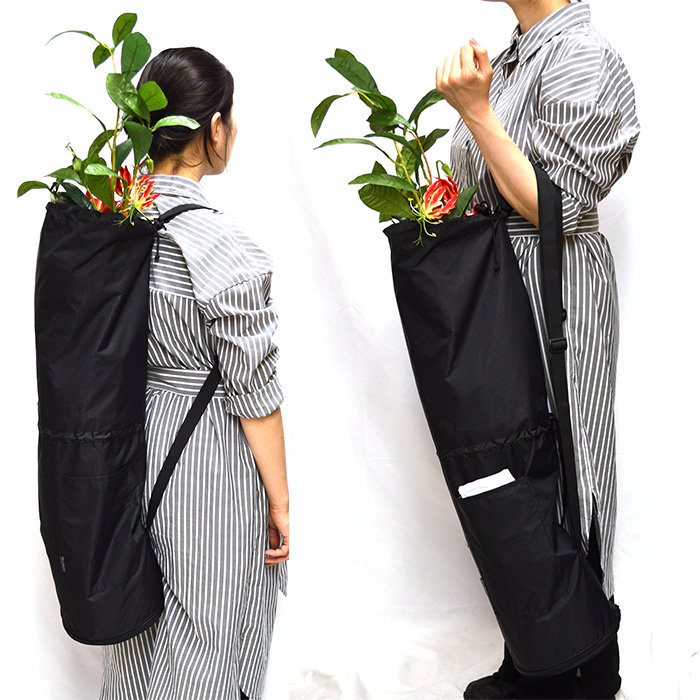 バケツごと生け花の花や木などを持ち運ぶことができる多機能なフラワーバッグ「SLフラワーバッグ」